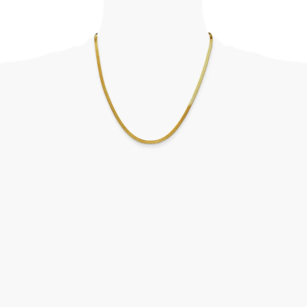 14K Yellow Gold 3mm Silky Herringbone Chain Necklace 16″-24″