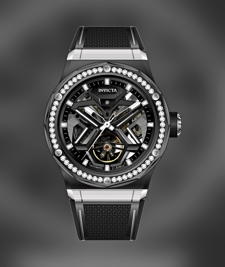 Invicta Objet D Art Diamond Automatic Men’s Watch – 45mm, Black with Interchange