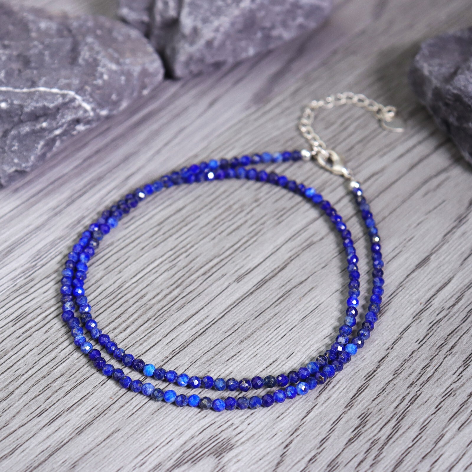 Natural Lapis Lazuli Subtle Beads Healing Crystal Dainty Women Choker Necklace