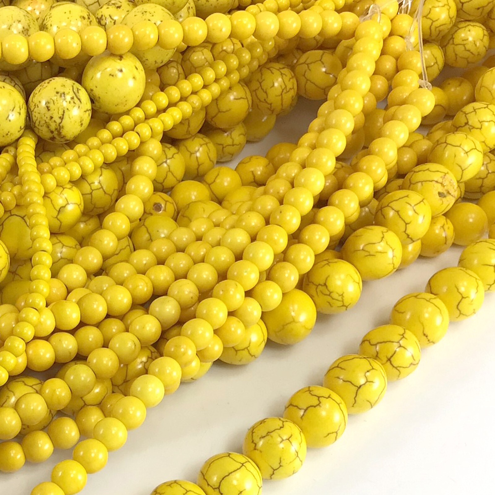 Yellow Gemstone Howlite Magnesite Turquoise Round Loose Bead 15″ 4 6 8 10 12 14