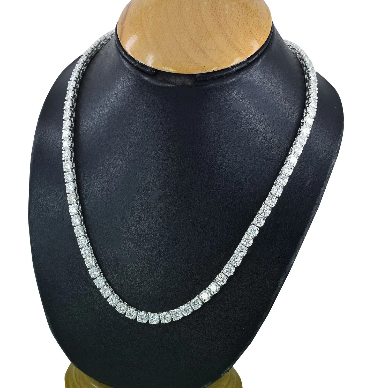 Gorgeous 18 inches White Diamond Tennis Necklace 18K White Gold Plated 4MM