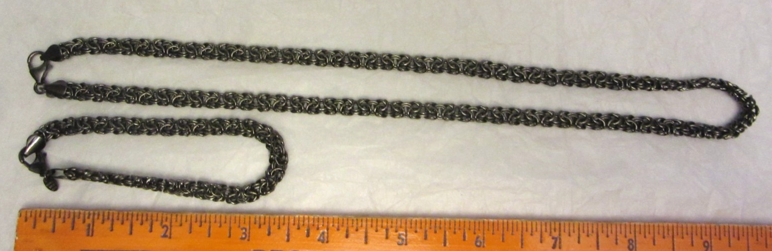 VTG BRONZE MILOR ITALY TONED Silvertone CHAIN NECKLACE & BRACELET Set Signed