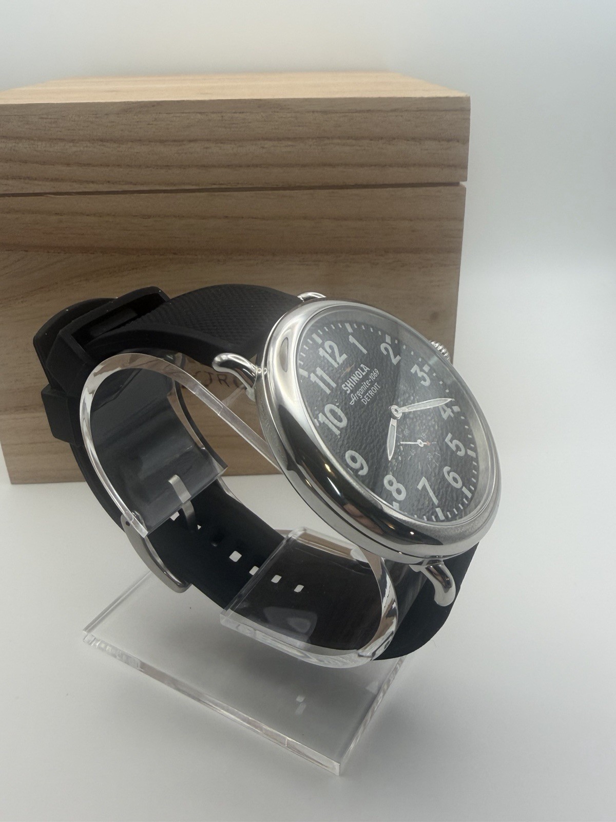 Shinola Argonite-1069 Detroit 47mm Black Dial Quartz Arabic Watch and Box