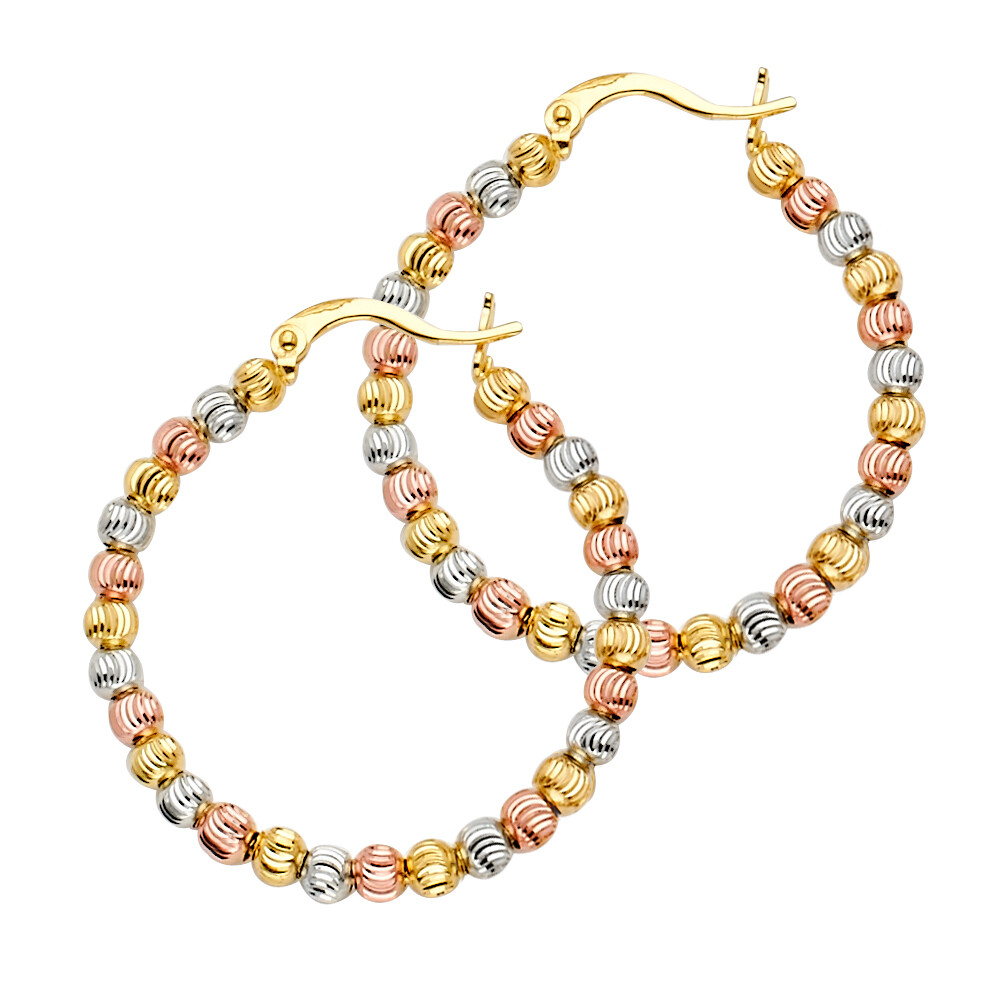14K Tri Color Gold Hoop Earrings for women – more sizes available