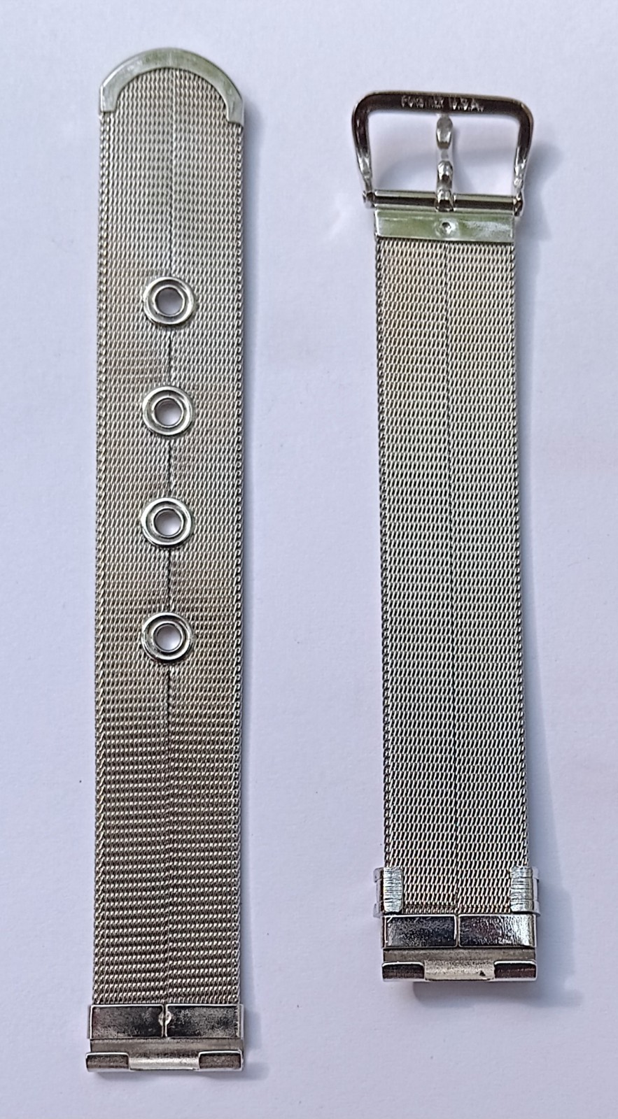STYLISH 1950’s FORSTNER NOS STAINLESS BUCKLE MESH 16-MM STRAIGHT-END WATCHBAND