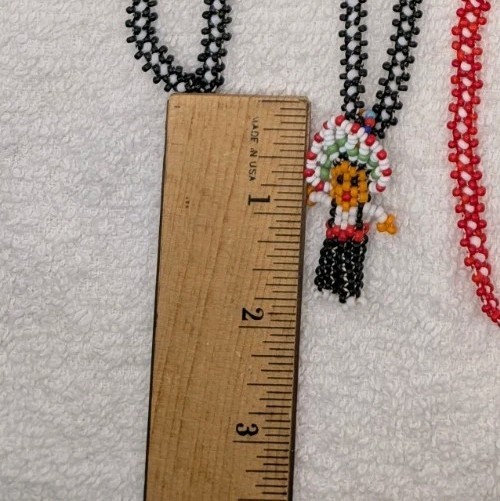 3 Woven Crafted Seed Bead Doll Pendant Necklaces Southwest American Indian Vtg