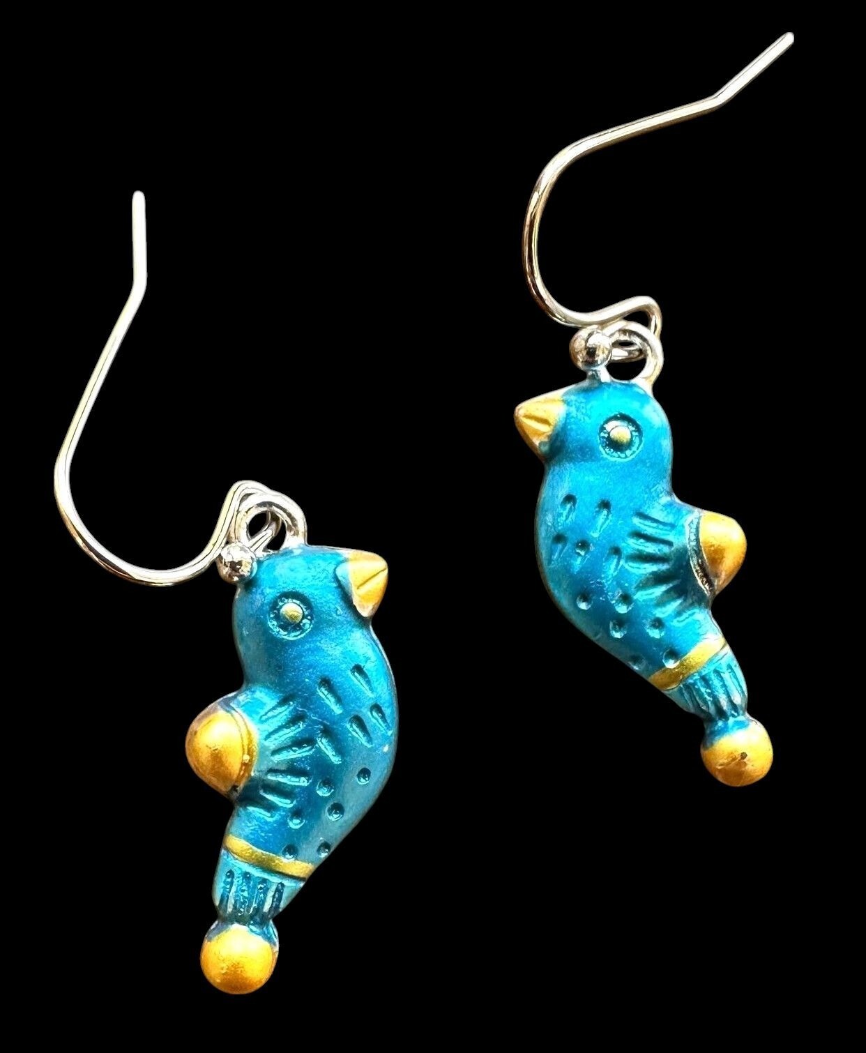 Bluebird Earrings New Painted Metal Dangle Hooks Bird Watcher Gift Birthday