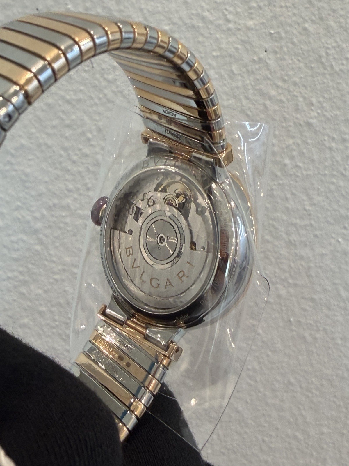 Bvlgari Lvcea Tubogas 33mm Two-Tone Diamond Bezel Red Dial Ref. 103123 FULL SET
