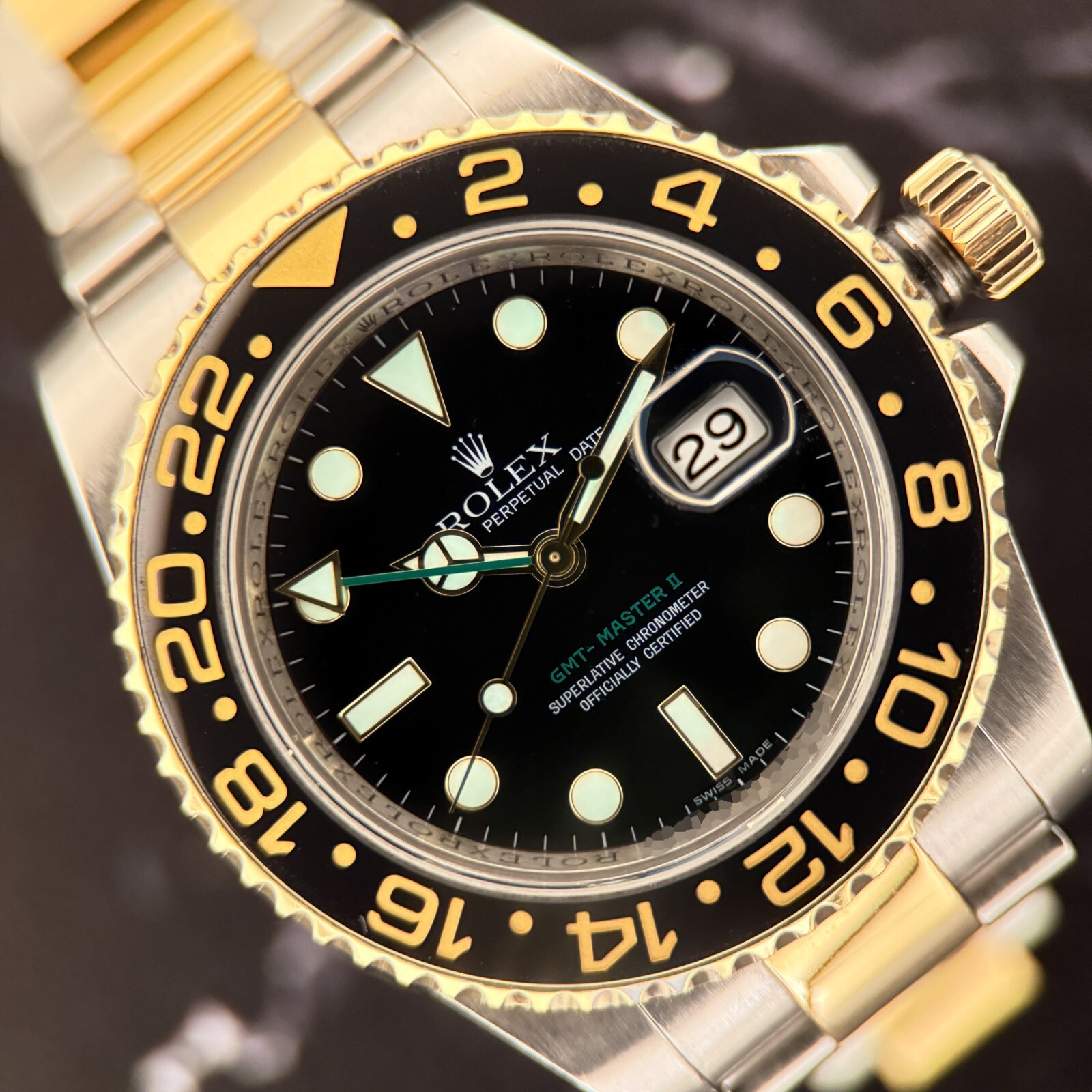 Rolex GMT-Master II 116713 40mm Ceramic Bezel Black 2-Tone 18k YG & Steel