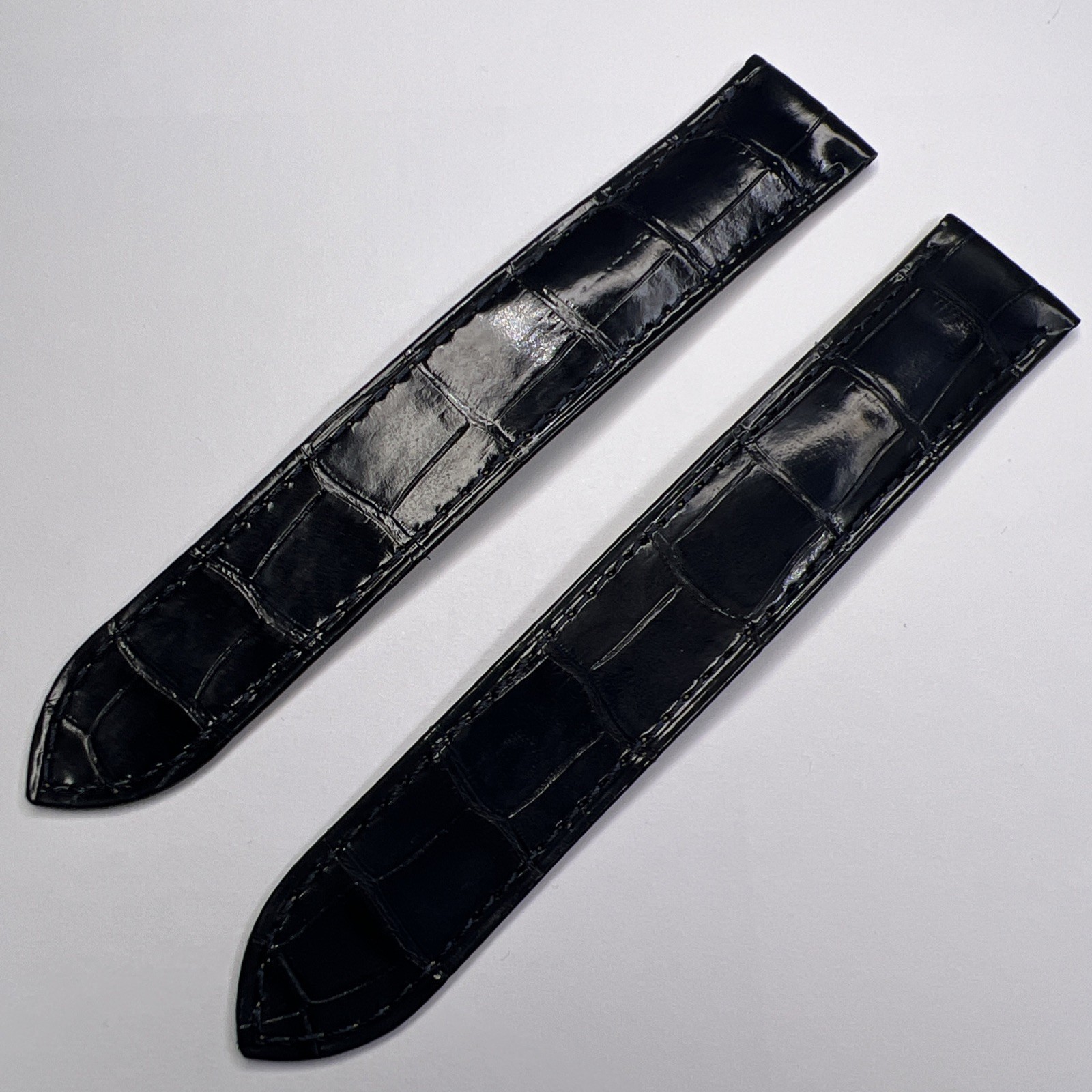 19mm x 18mm Cartier Blue Leather Strap Band For 18mm Foldover Deployant Clasp