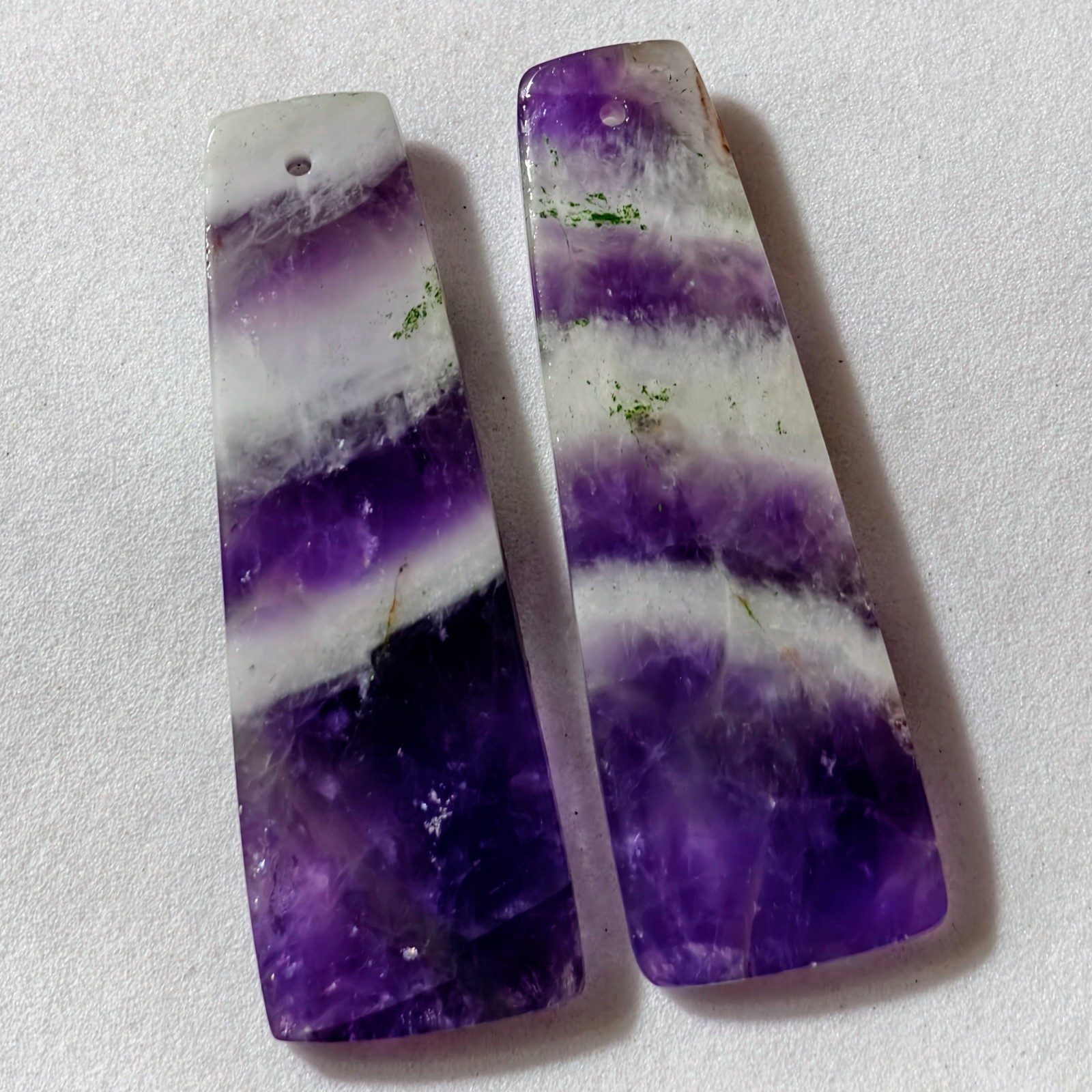 54 Cts Natural Amethyst Drilled Pair Cabochon Gemstone For Earrings 44.9X15.2 MM