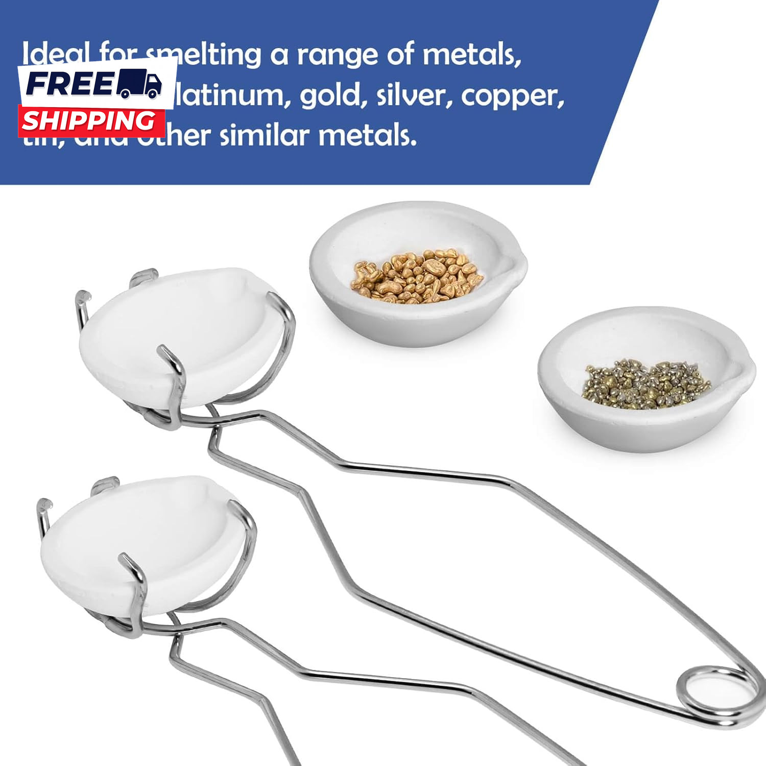 8 Pcs Crucibles for Melting Metal Kit 4 Ceramic Quartz Crucibles and 2 Upgraded