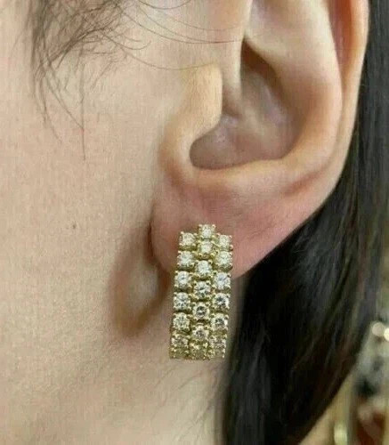 Women’s Huggie Hoop Earrings Round Cut Simulated Diamond 925 Starling Silver