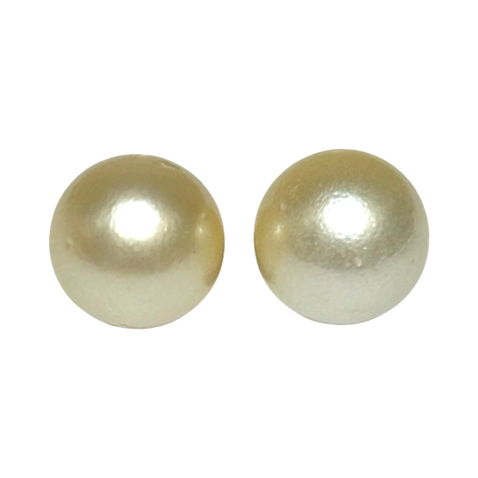Exquisite Pair of 36-Carat Round 13.4mm Natural Pale Golden Australian Sea Pearl