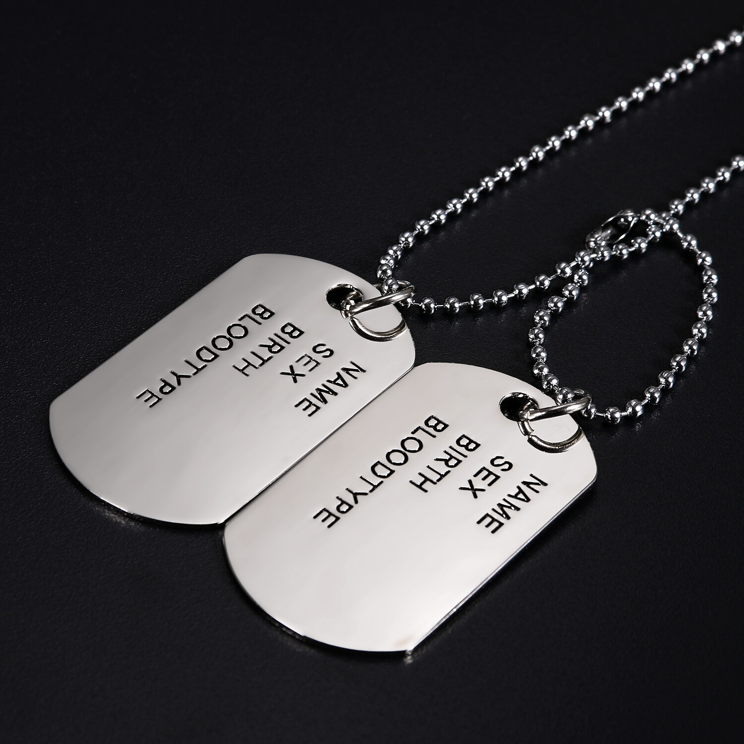Men’s Simple Army Military Alloy ID 2 Dog Tags Pendant Necklace Chain For Gift