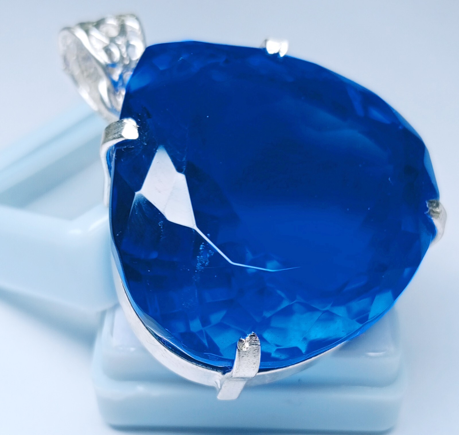 110 Ct Natural Blue Topaz Pear Cut Loose Gemstone Locket Pendant EGL Certified