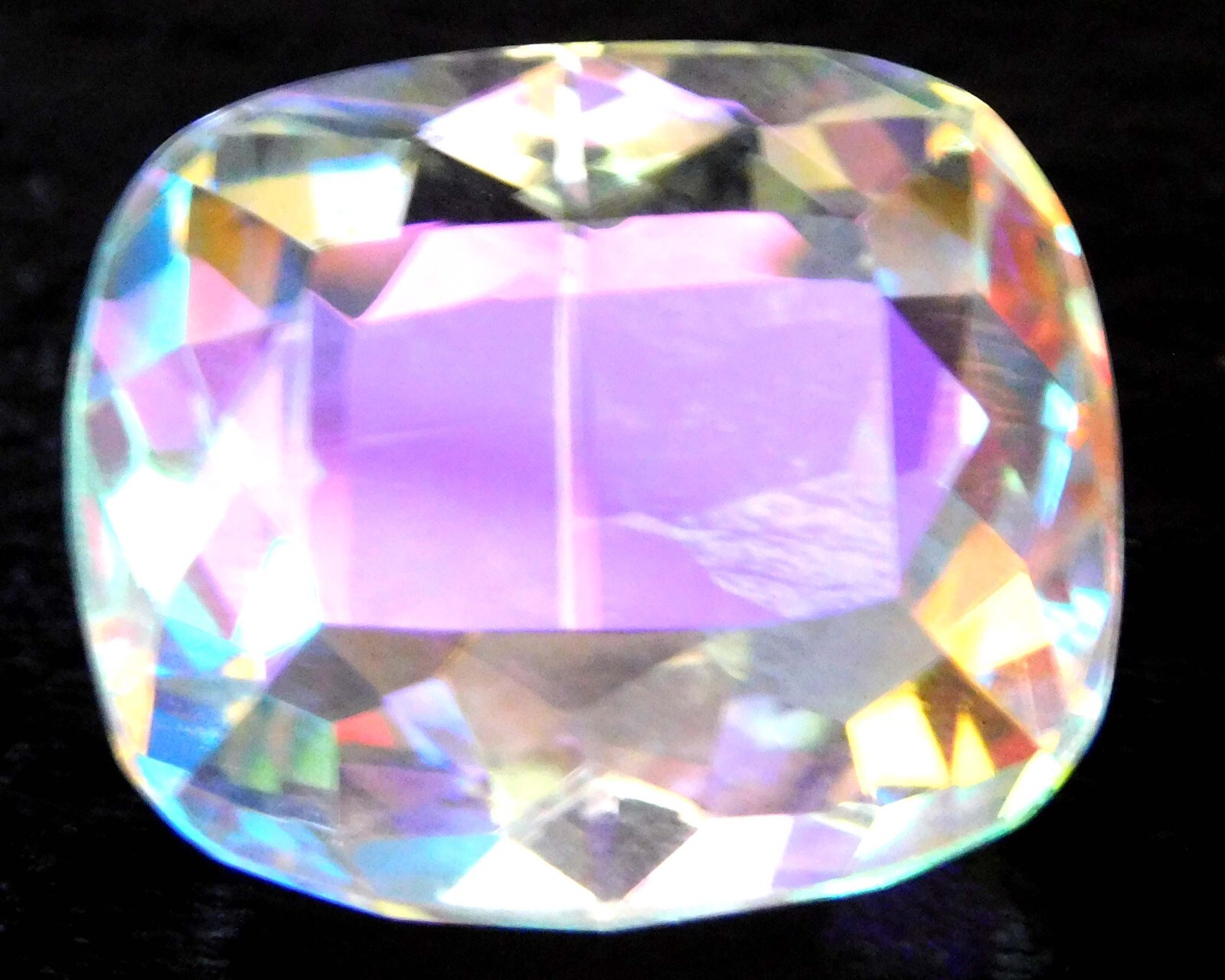 54.0 CT+ Natural Mystic Topaz Rainbow Color CUSHION Cut Certified GemstoneMY03