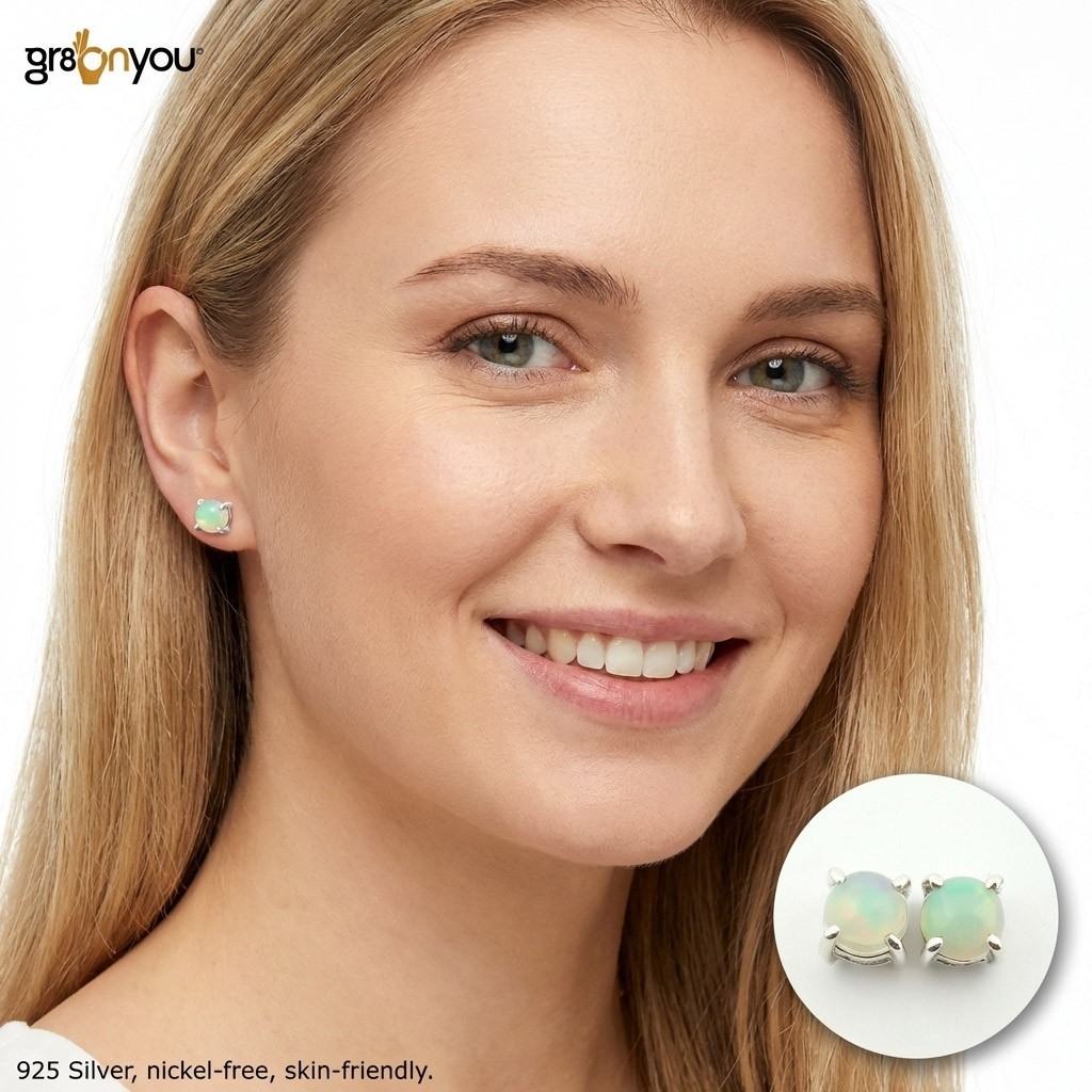 gr8onyou High Quality Ethiopian Opal 925 Silver Earrings | Ready to Gift
