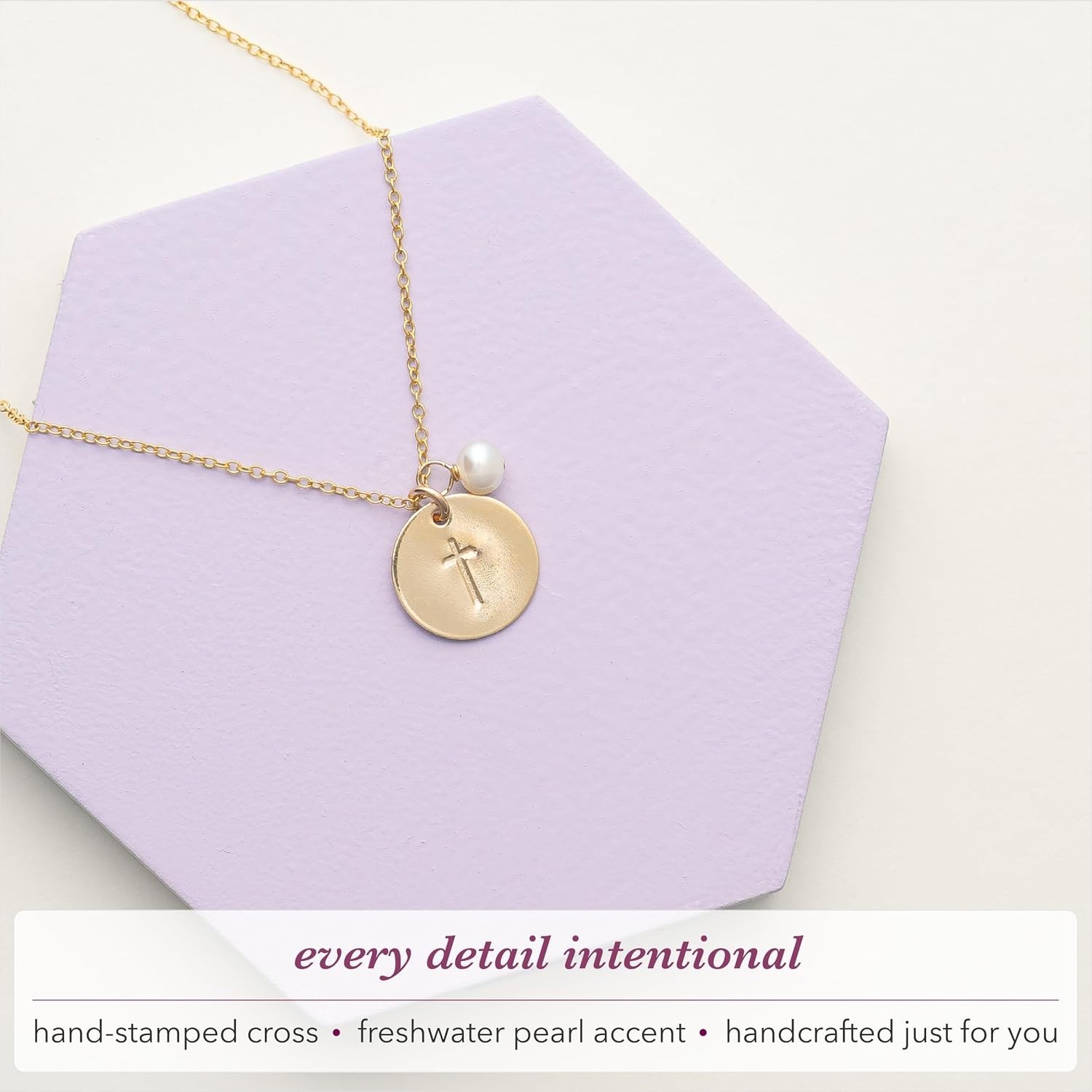 Elegant Gold-Filled Adjustable Cross Pendant Necklace with Freshwater Pearl