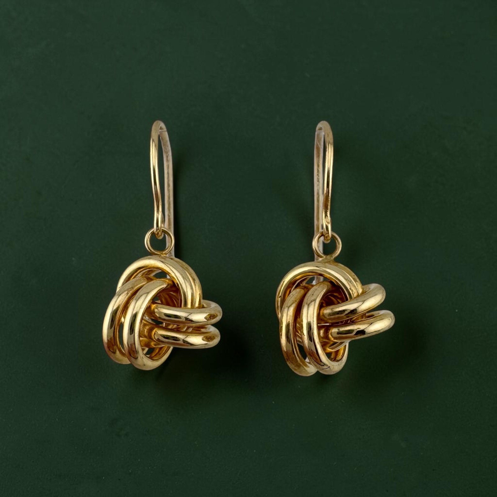 Minimalist Vintage 14K Gold Love Knot Dangle Earrings