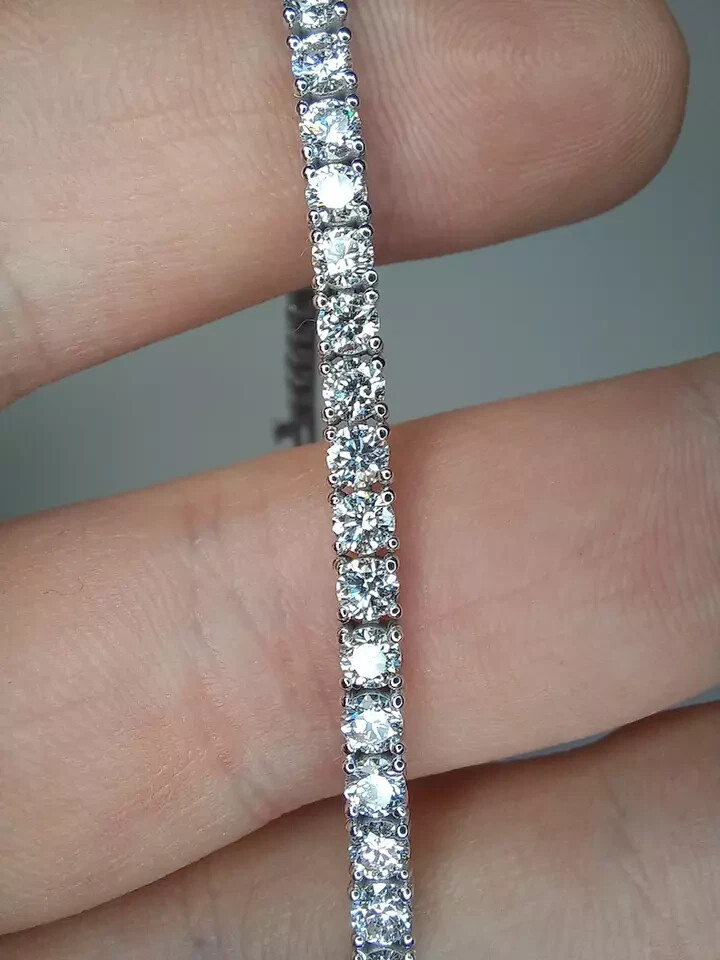 14Kt White Gold 2.5MM Round Cut GH-SI Natural Diamond GIA Verify Tennis Bracelet
