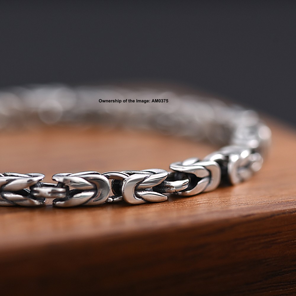 Pure 925 Sterling Silver Square Byzantine Chain Bracelet 5mm Link Unisex Jewelry