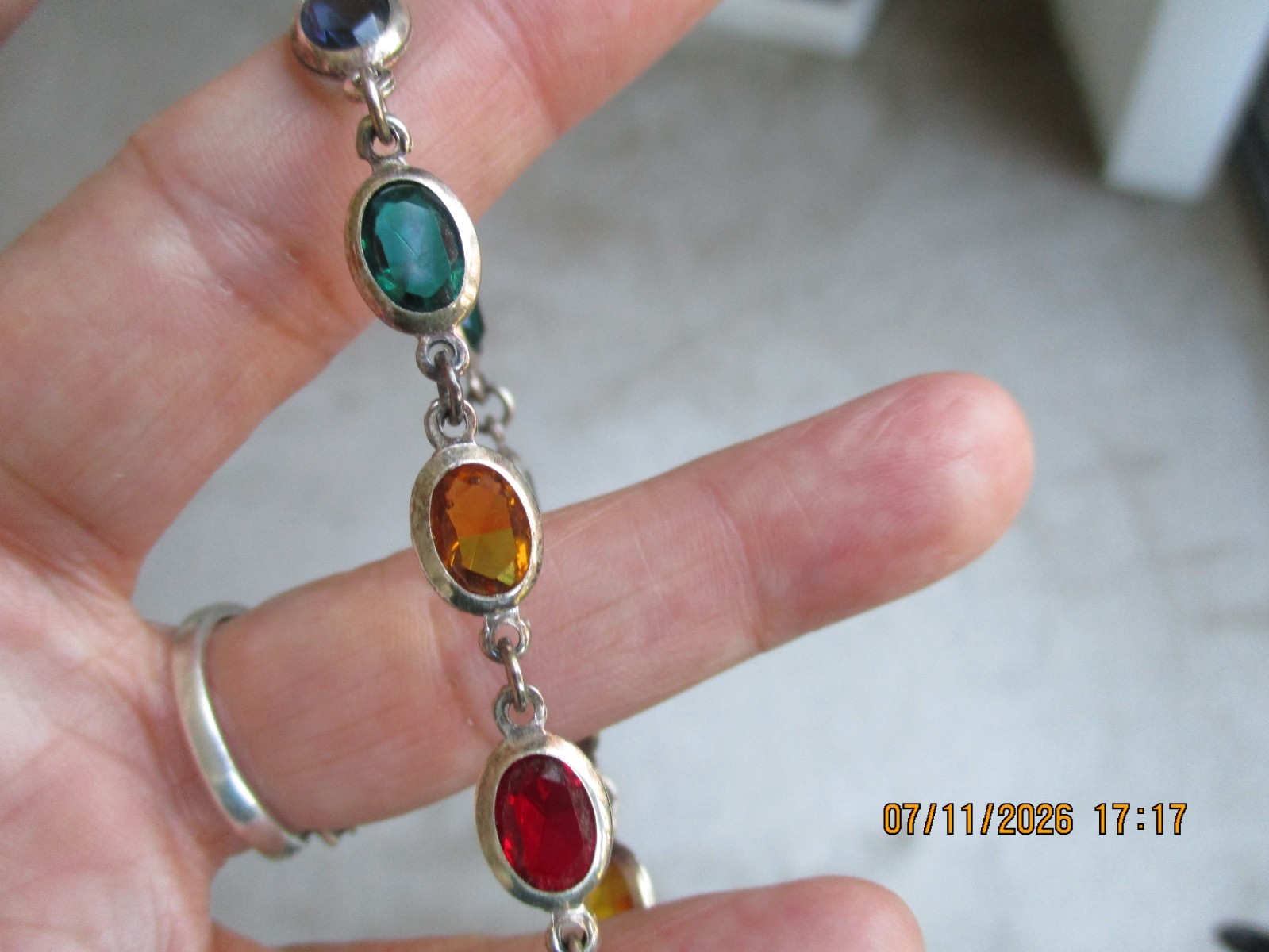 Vintage Milor Tennis Bracelet 925 Sterling Silver Italy Multi Colored Stones