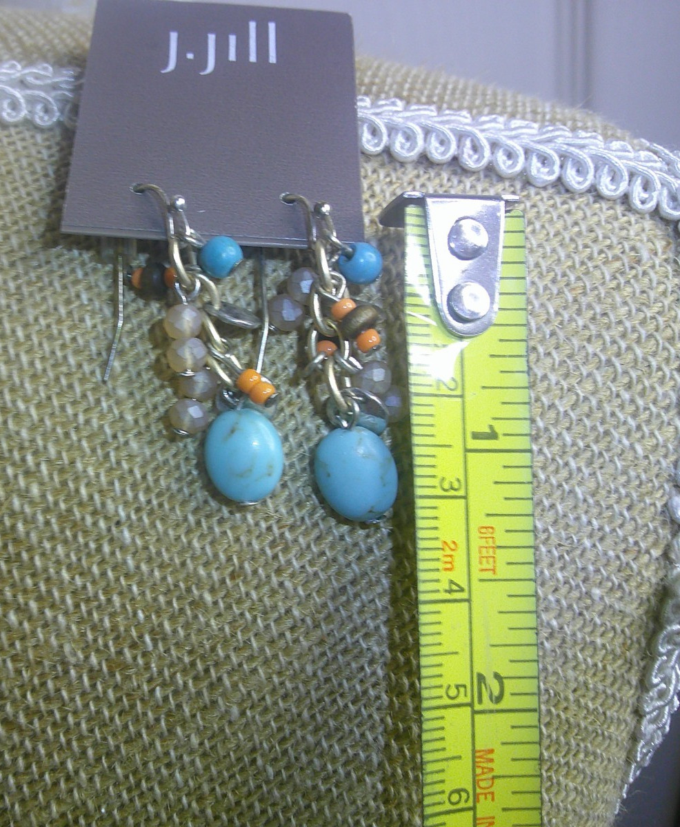 J.JILL FISH HOOK PIERCED DANGLE EARRINGS MIXED STONES NEW $29