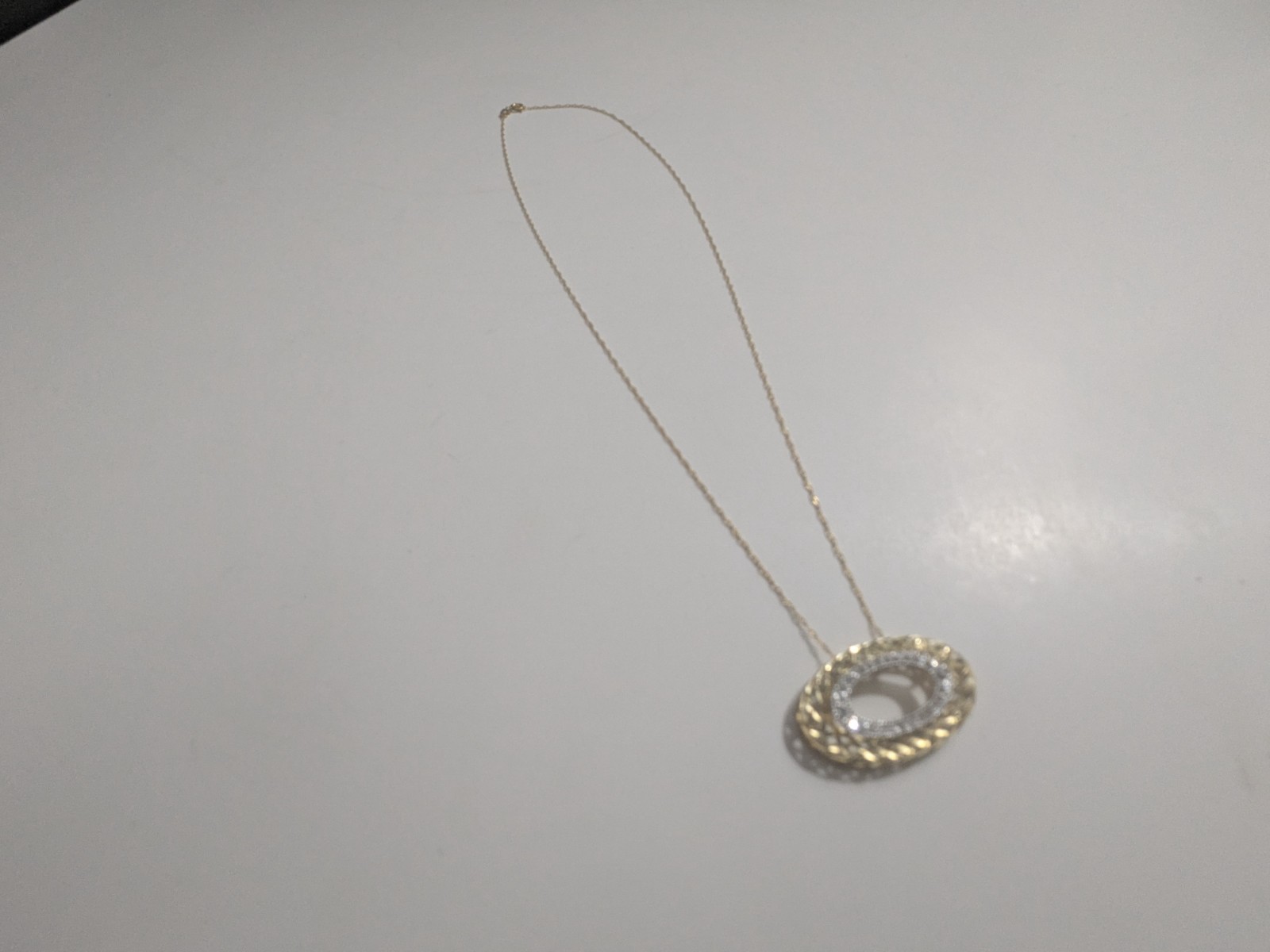 10K Gold Two-Tone Oval Pendant Necklace