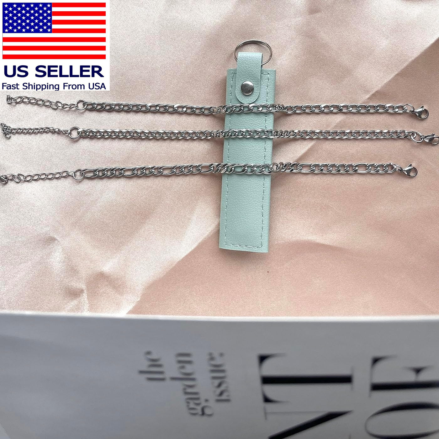 Silver Ankle Bracelets for Women Waterproof Stainless Steel Anklet Adjustable La