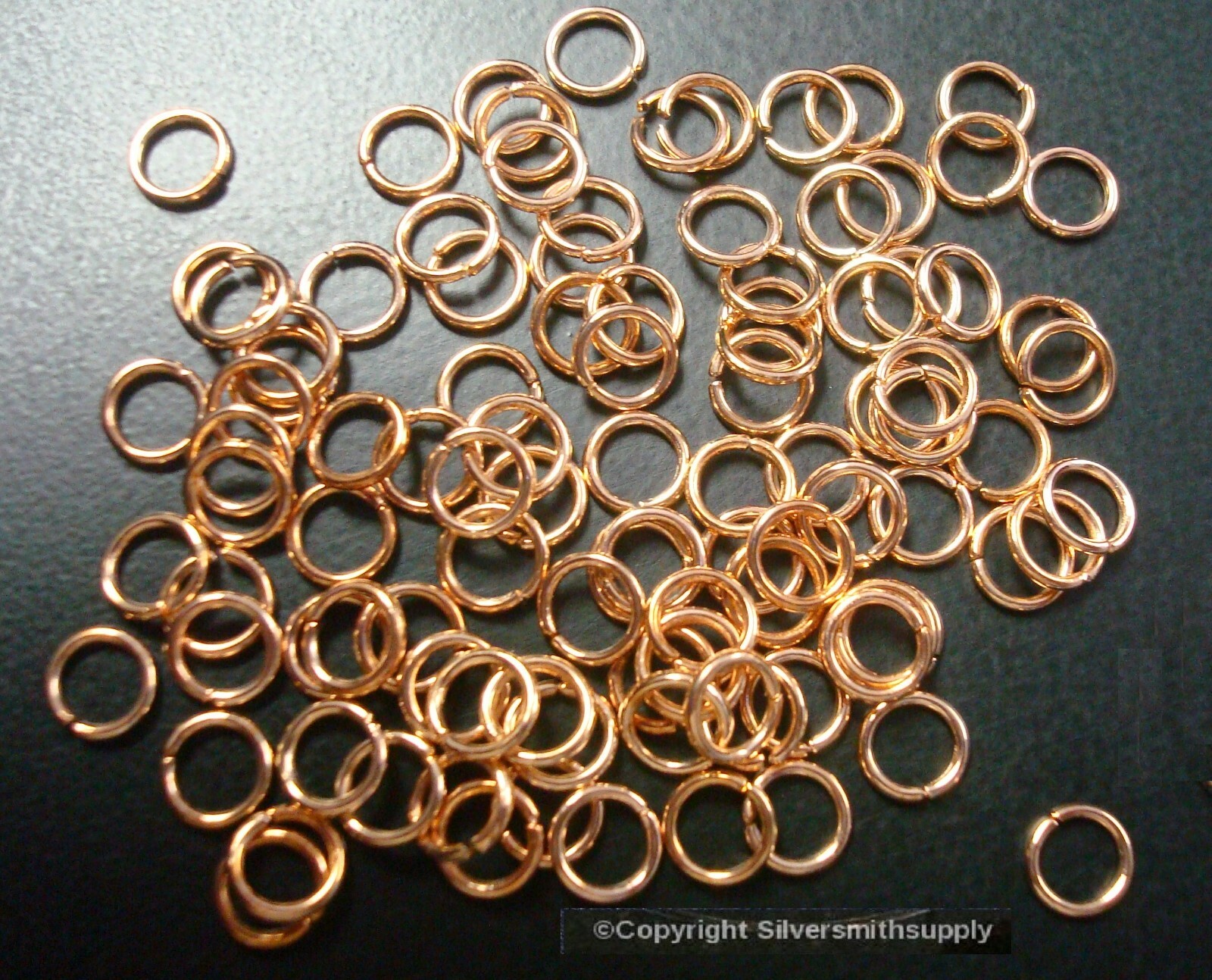 Med Rose gold plated open jump rings 6mm dia. round wire 19 ga 100 pcs FPJ058