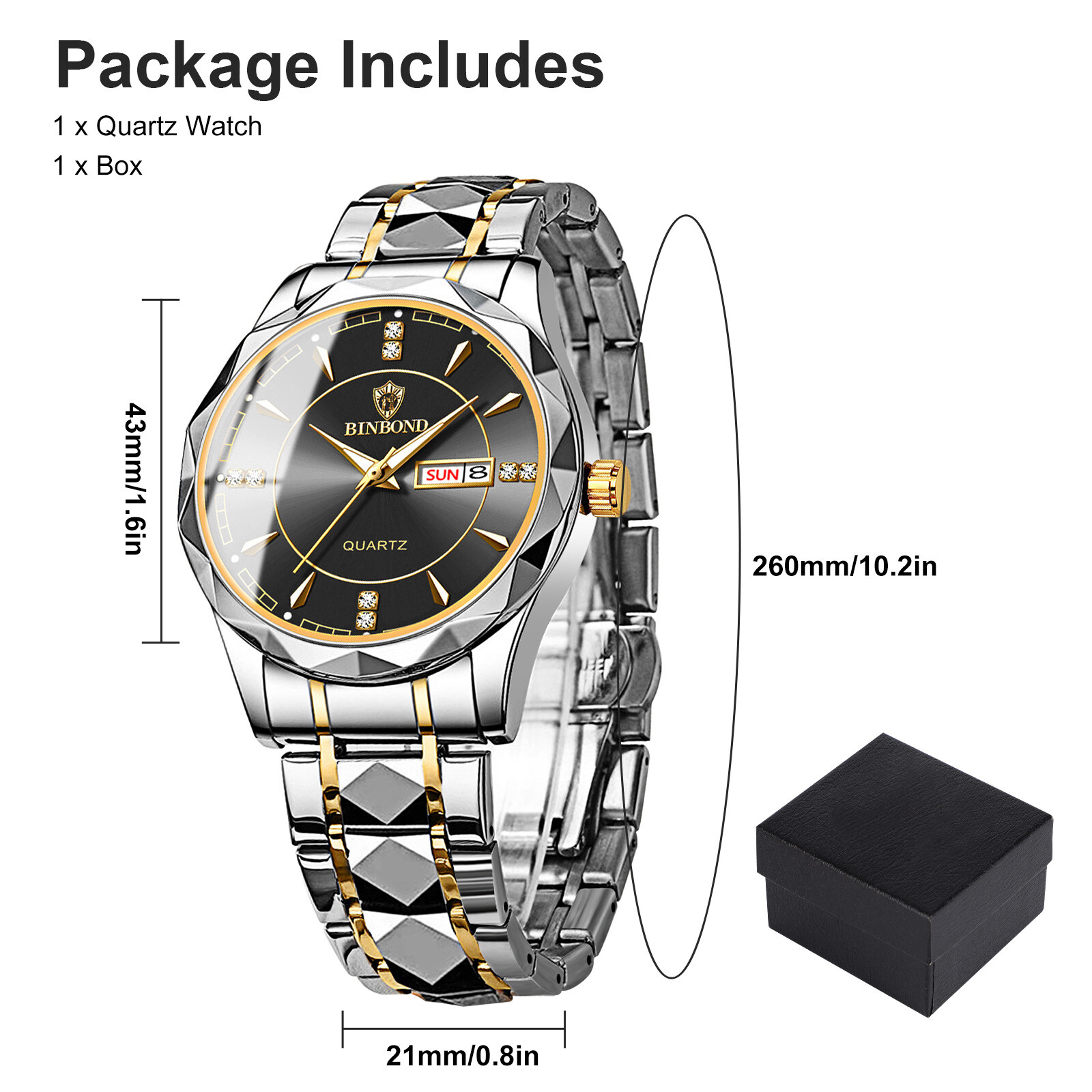 Men Quartz Watch Stainless Steel Waterproof Luminous Classic Business Wristwatch