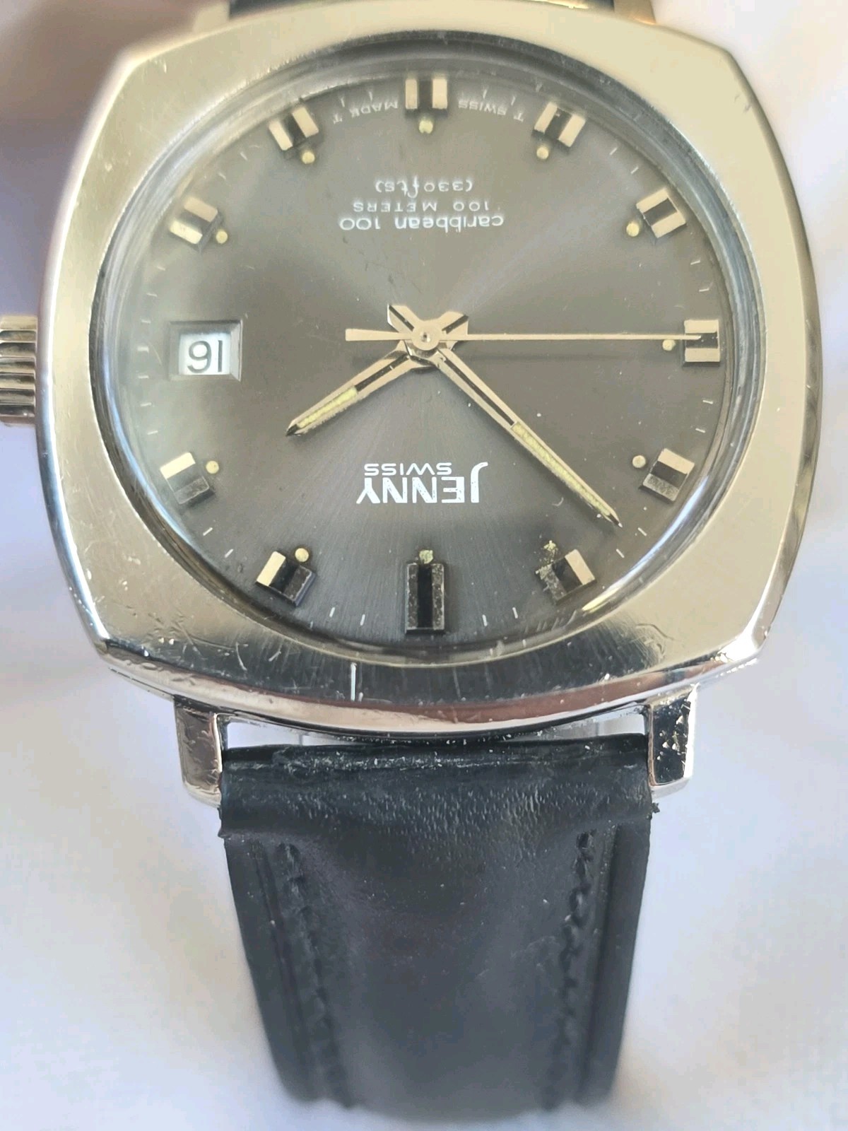 Rare Mens Vintage JENNY SWISS CARIBBEAN 100 ETA 2452 Automatic Wristwatch