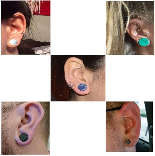 20pcs Random Mixed Stone Ear Plugs Double Flared Saddle Gauges Tunnels Expander