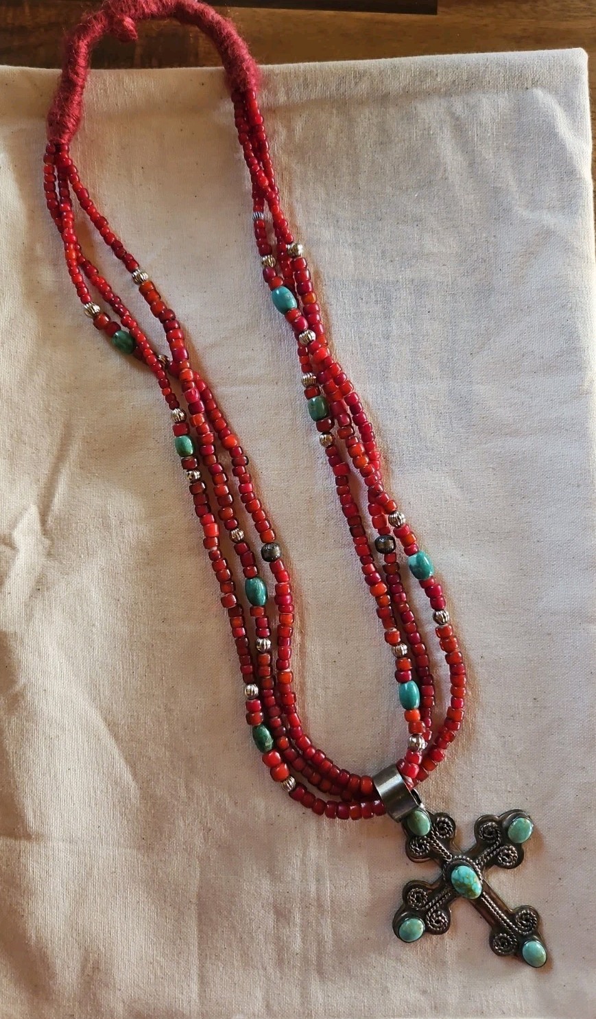 J.Wright Cross Beaded Necklace
