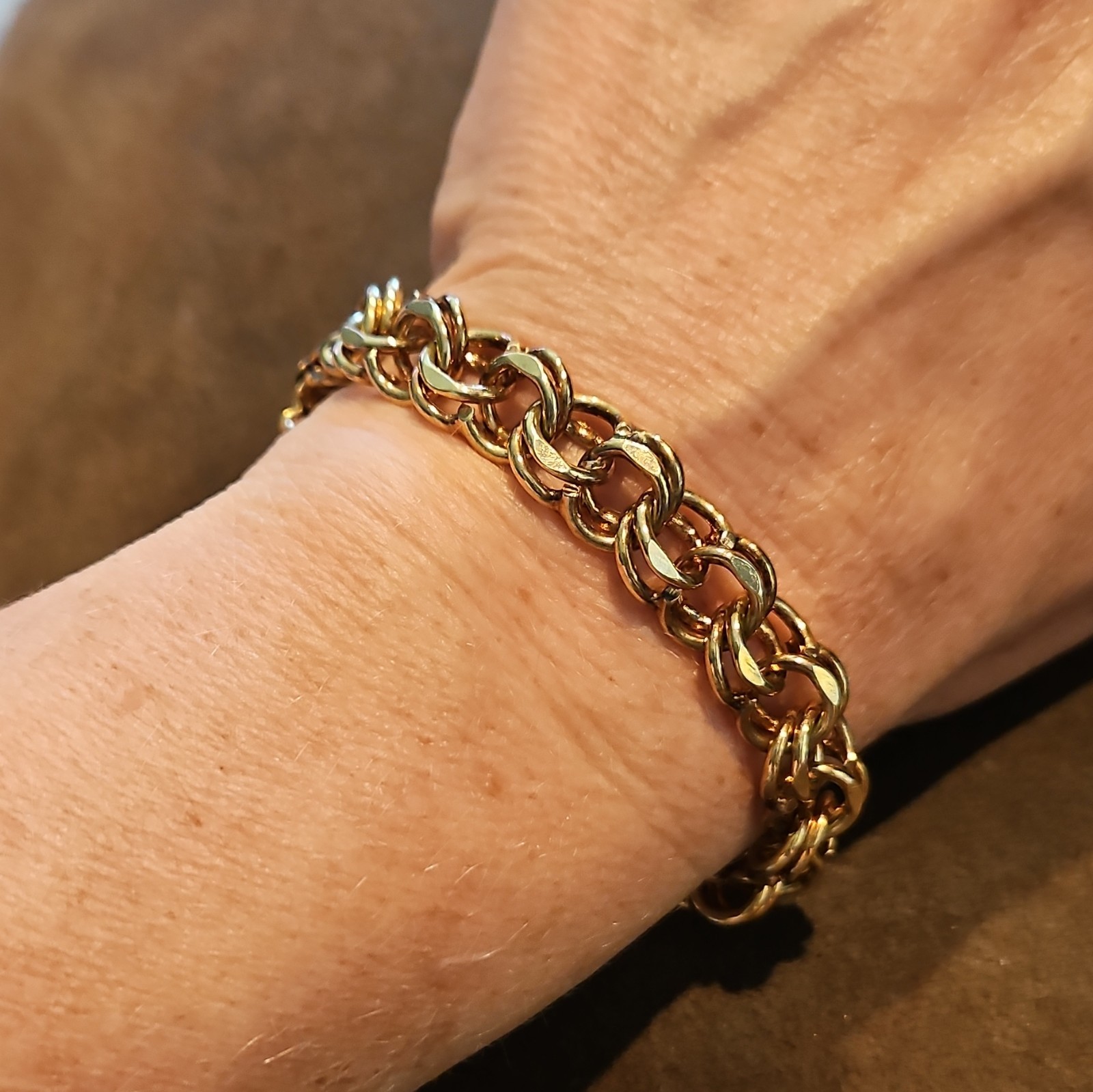 Vintage 12K Gold Filled Bismarck Double Link Bracelet 22.85g 7.5″ Heavy 1/20