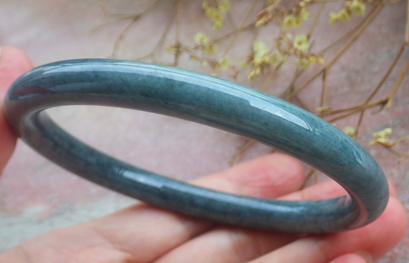 Video Certified Natural A JADE JADEITE Circle Bangle Bracelet 69 mm 131740 VS