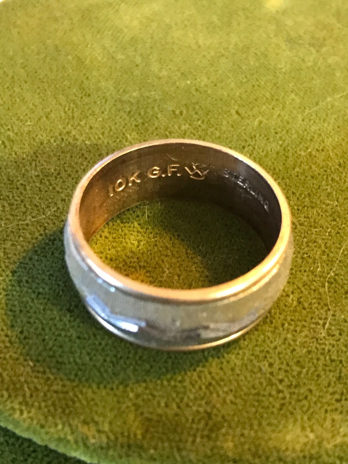 Vintage Stamped 10kt Gold Filled & Sterling Silver Ring Band Sz 6 WS JD Schlang