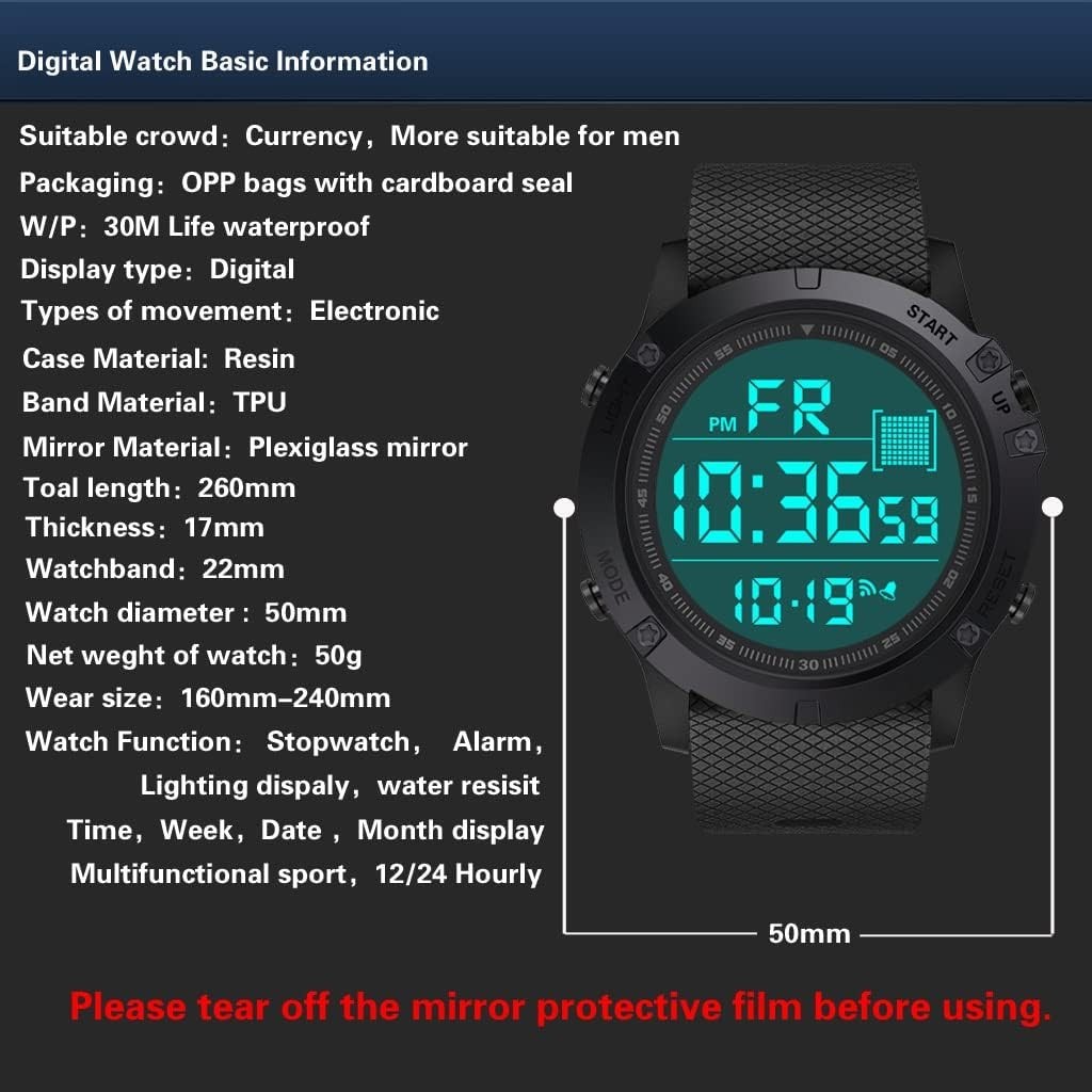 Durable Men’s Military Digital Watch – Shock Resistant & Waterproof Design