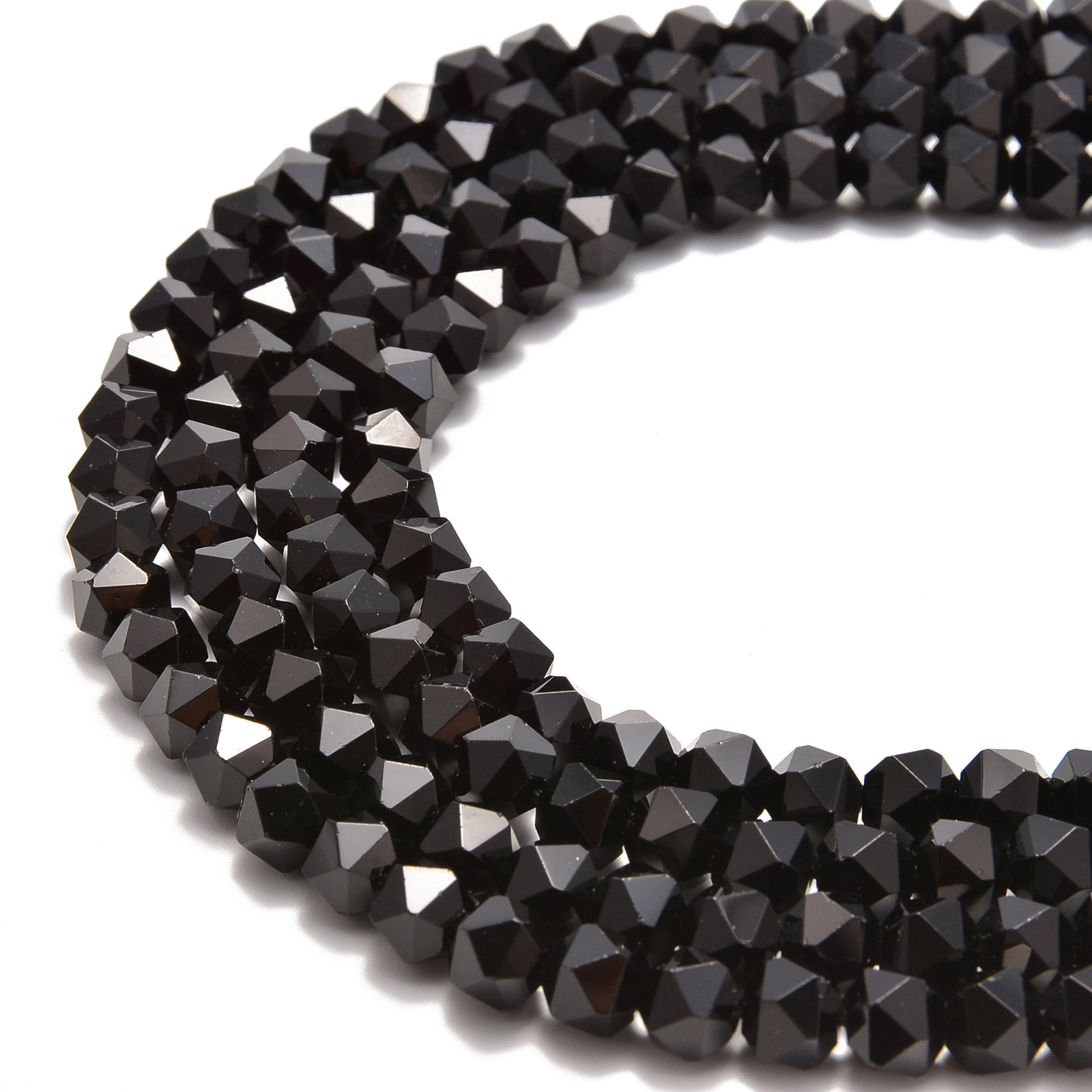 Black Onyx Smooth Faceted Star Cut Beads 4mm 5mm 7mm 9mm 15.5″ Strand