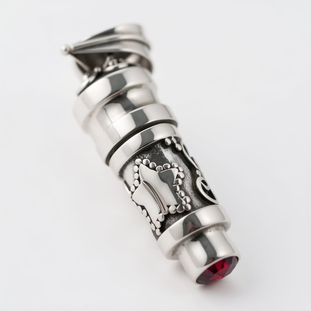 925 Sterling Silver Stars & Moon Prayer Box Pendant 1″ Handmade Garnet Locket
