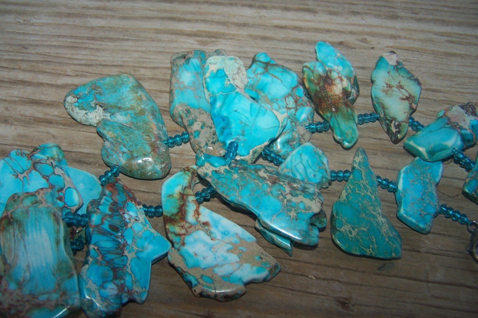 NWOT LUC Lucas Lameth Sterling Silver Turquoise Jasper Slab Statement Necklace