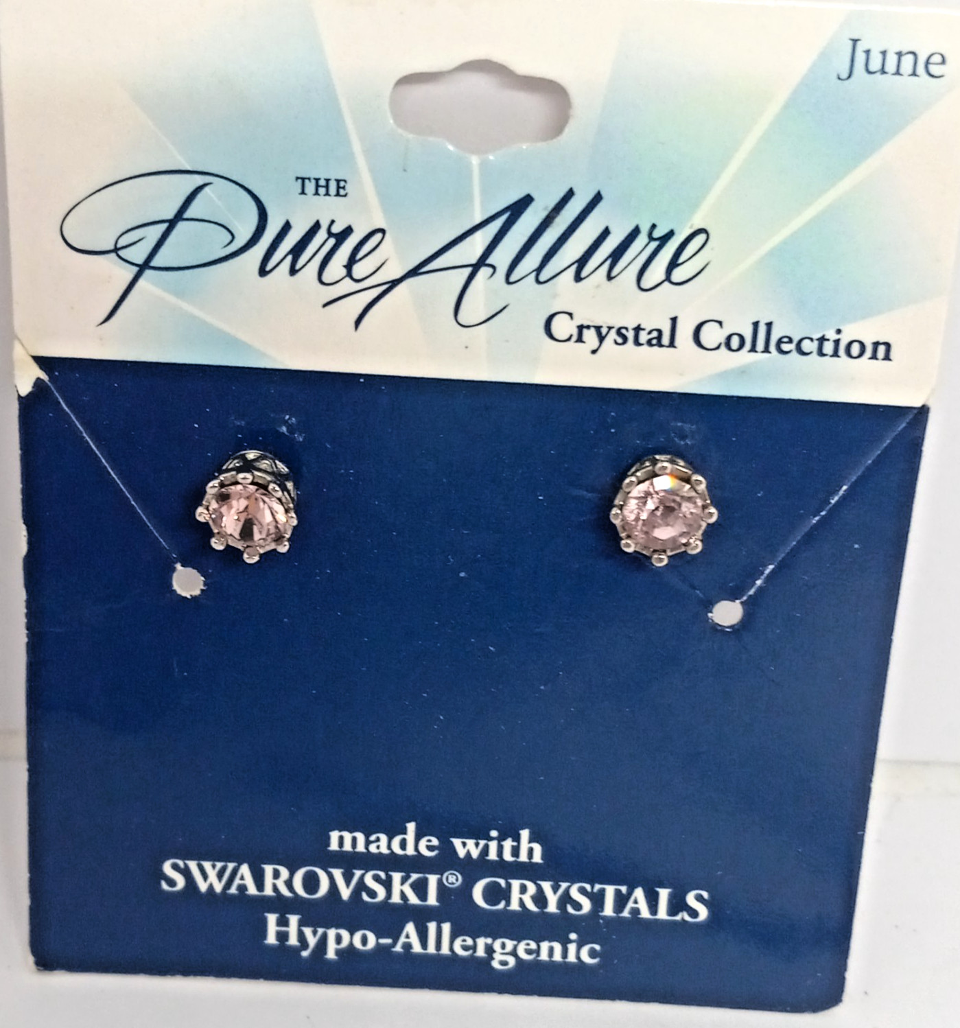 Pure Allure June Birth Stone Silver Tone 20″ Necklace Earring Swarovski Crystal