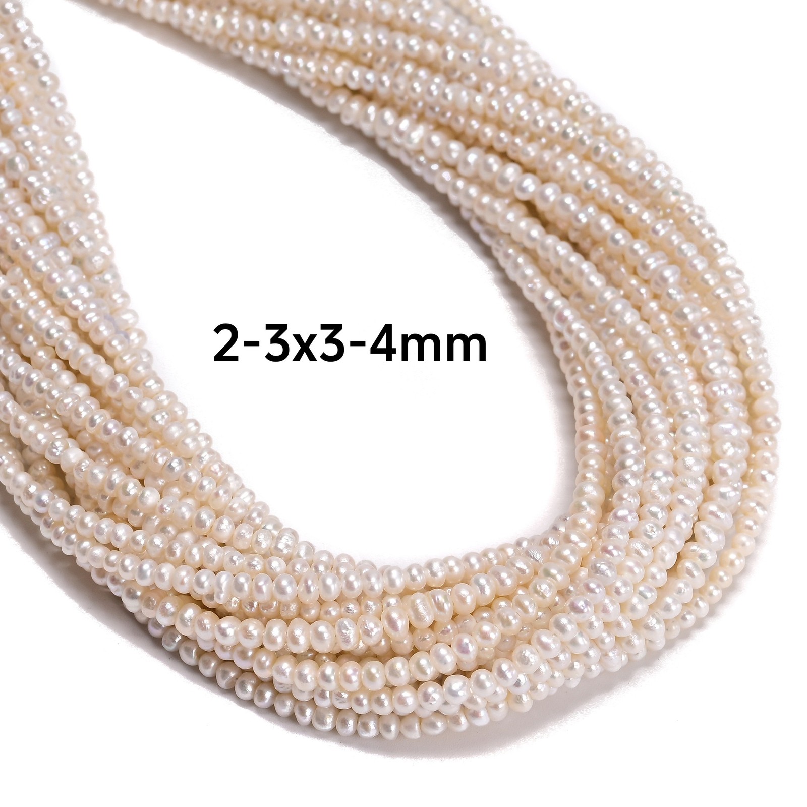 Natural White Fresh Water Pearl Rondelle Beads Size 2x3mm 3x5mm 4x6mm 15”Strand