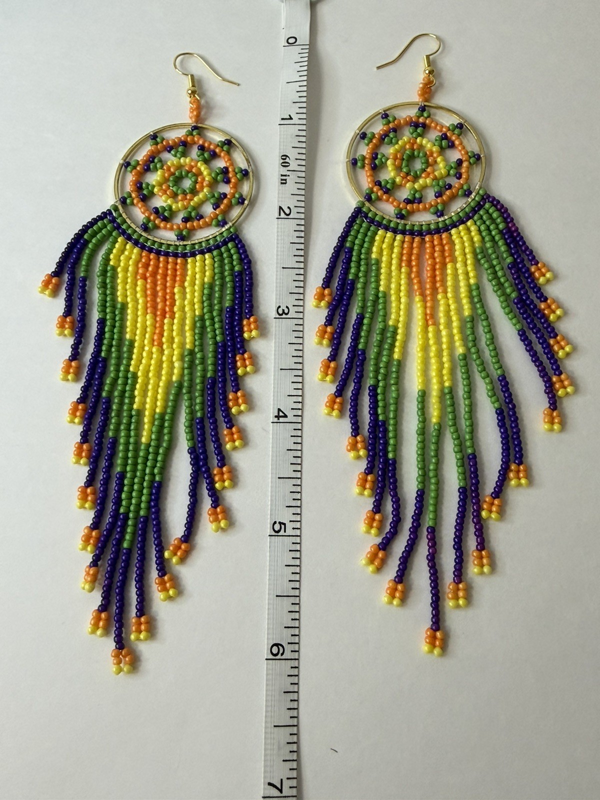 Southwestern, Indigenous Inspired Fringe Dream Catcher Beaded Earrings