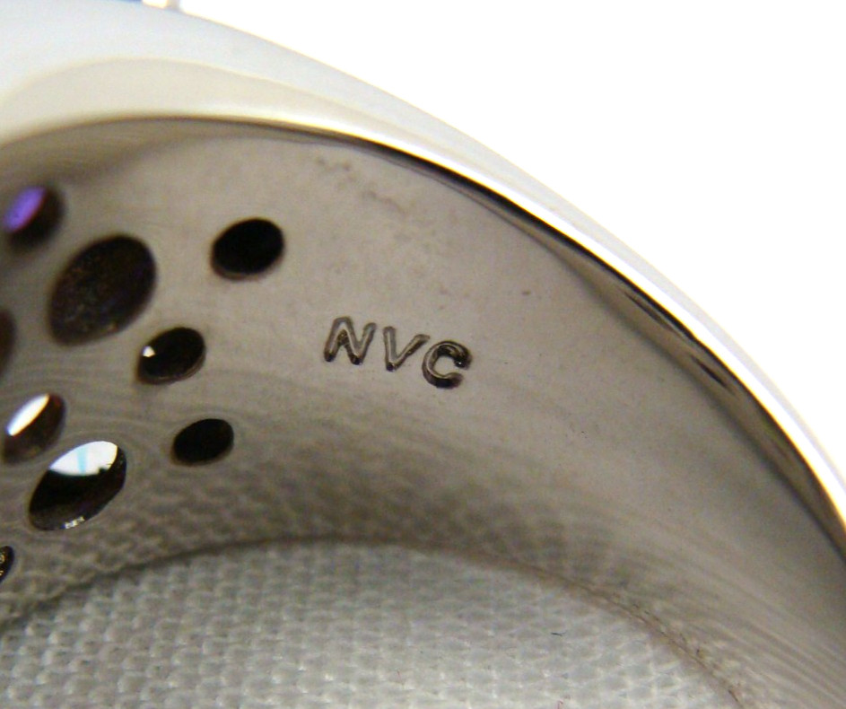 NVC Silver Tone Ring With Multicolored Rhinestones Size 8