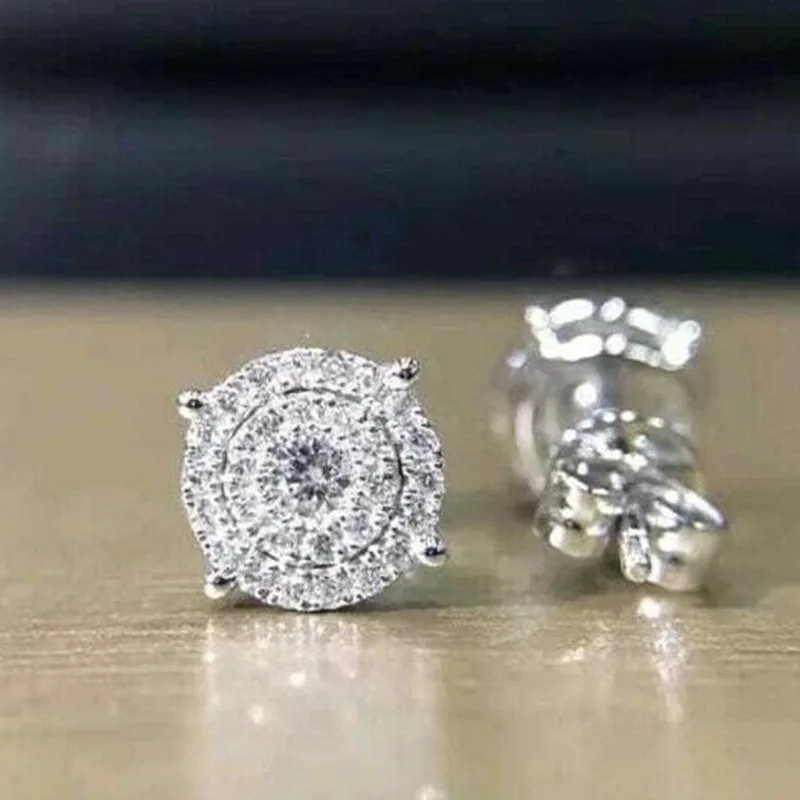 White Gold Diamond Earrings Round Brilliant G Color Classic Engagement Jewelry