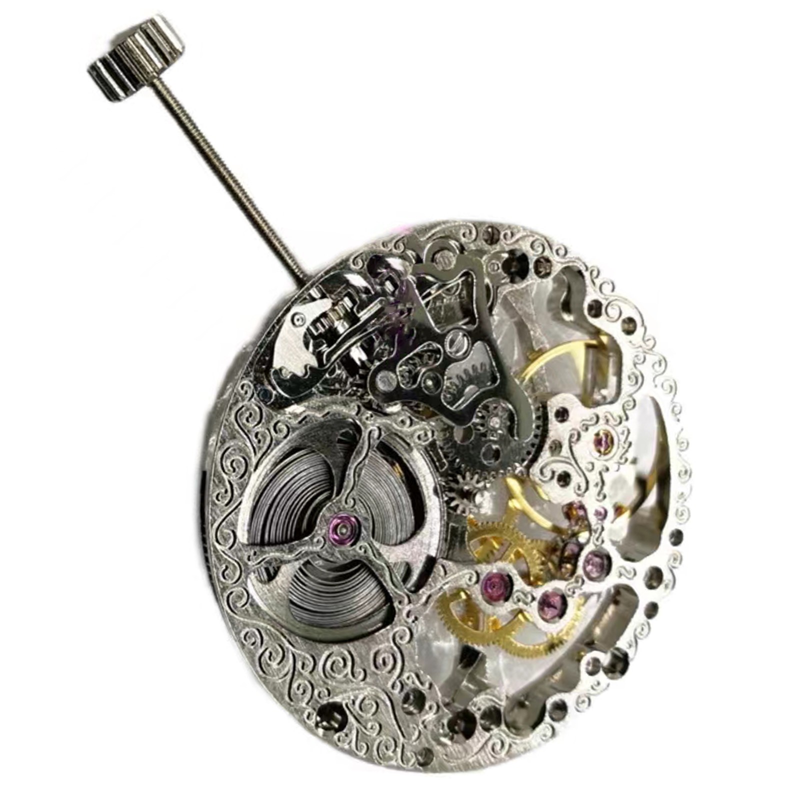 21600bph 36.6 mm Skeleton Hand Winding Mechanical Watch Movement For ETA 6498