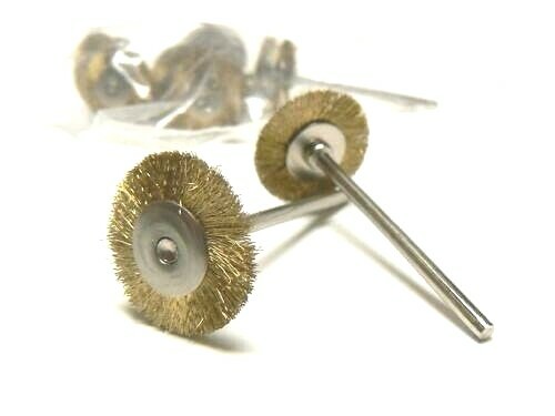 Crimped Brass Wire Wheel Brush Mounted 3/4″ Diameter on 3/32″ Shank 12 Pcs