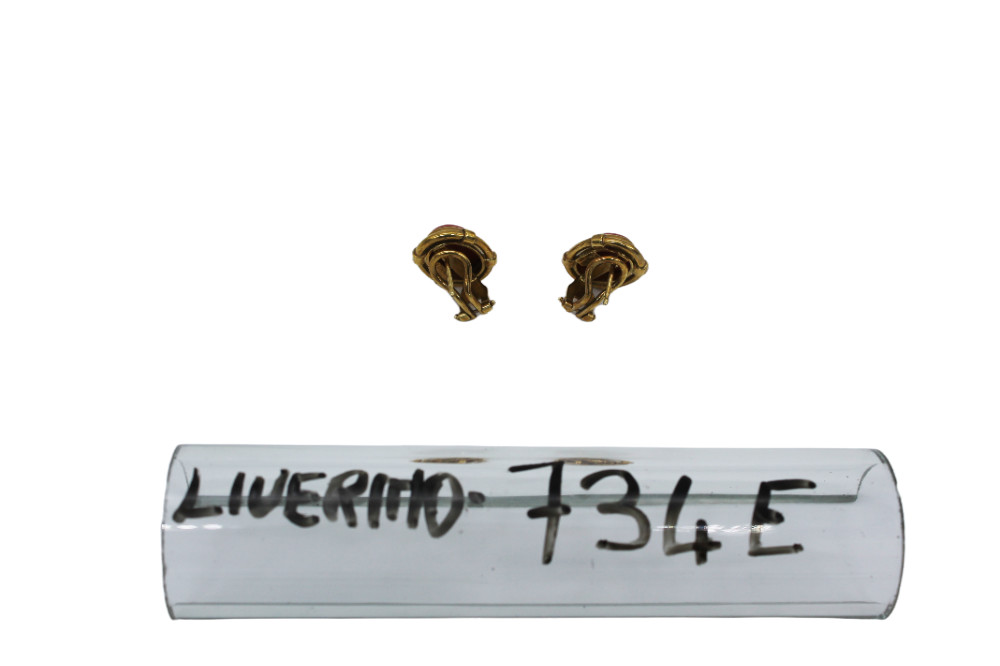 Orecchini Cabochon Corallo, Oro 750, 734E Liverino Basilio